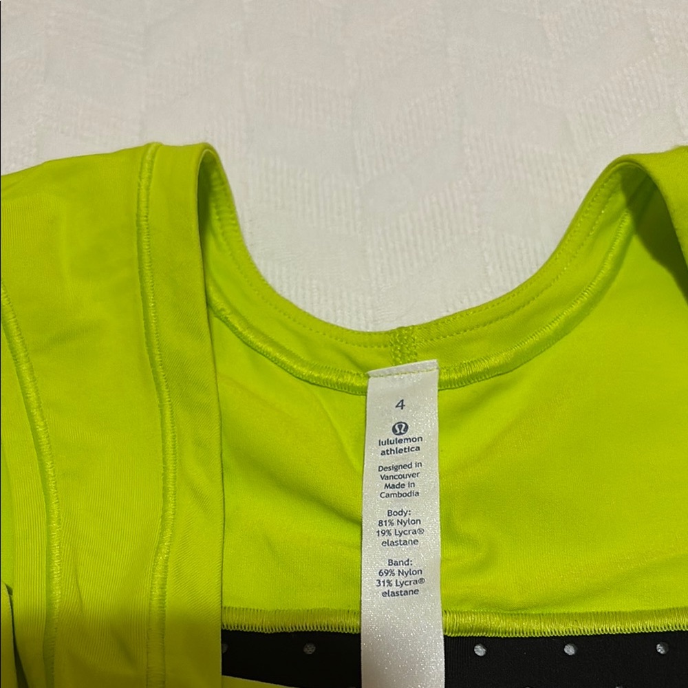 Lululemon Mind Over Miles - Lime Green & Black Crop - Picture 2 of 4